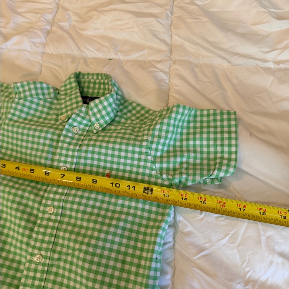 Polo by Ralph Lauren Green & White Gingham Button-Down Shirt - Kids - Picture 2 of 5